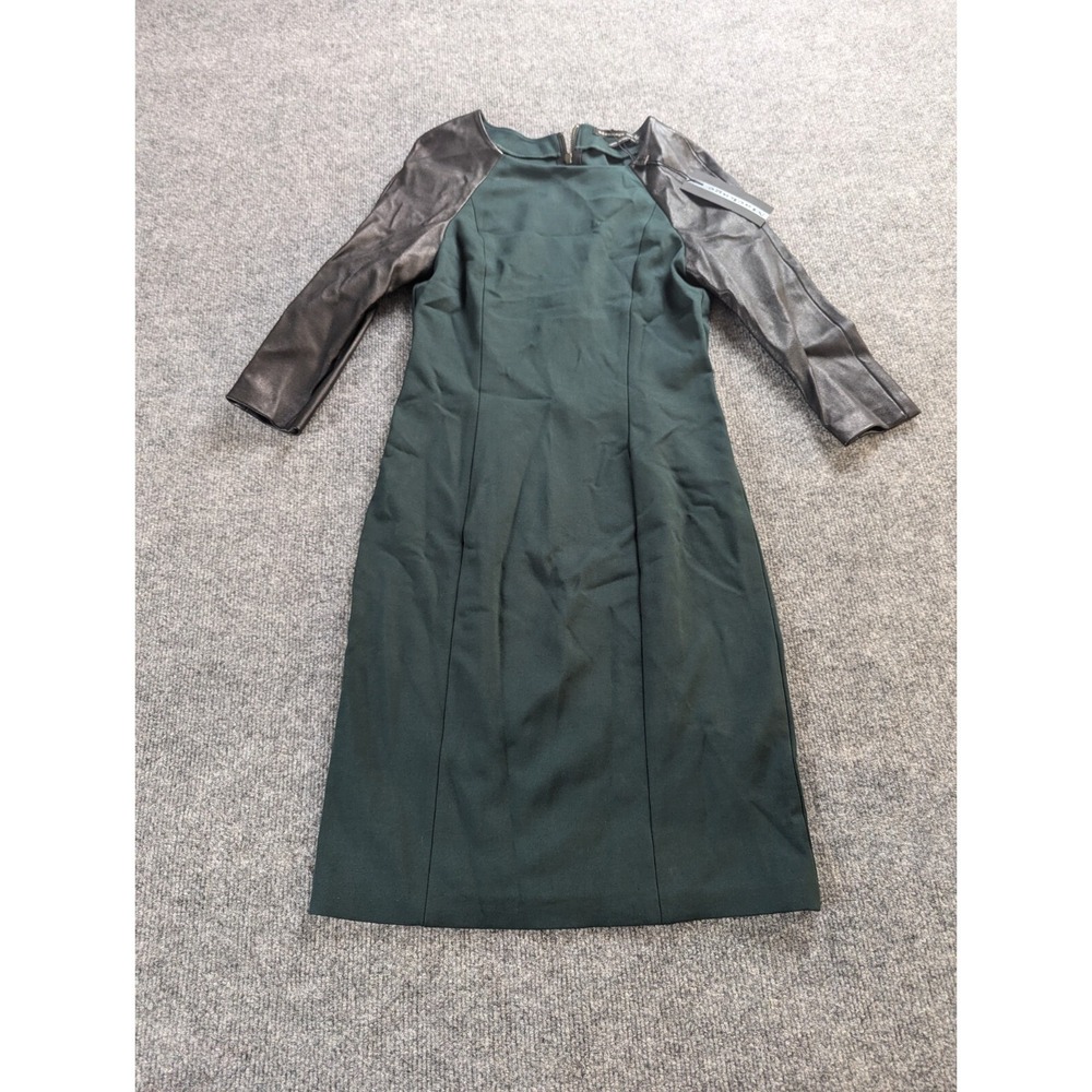 Mackage Dress Womens 6 Bodycon Black / Green Leather Rayon 3/4 Sleeve NWT